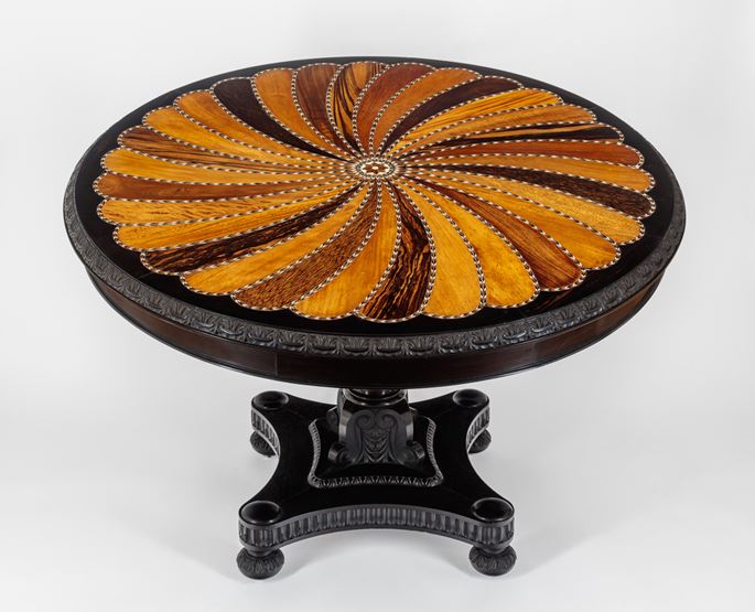A large Ceylonese Ebony and Specimen Wood Centre Table | MasterArt
